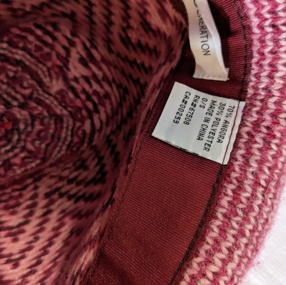 BCBG Generation rosewood angora blend Fedora hat red pink herringbone one size - Picture 6 of 12